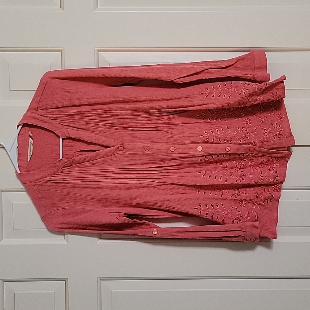 Soft Surroundings Peach Color Button Down Blouse … - image 1